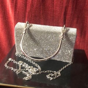 Evening bag with rhinestones and  handle